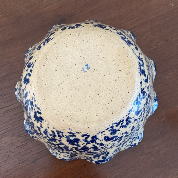 Artistic Blue and Cream Ceramic Bowl - Picture 3 of 5